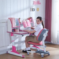 Ensemble bureau et chaise pour enfants en bois moderne et ergonomique avec table d'étude et étagère réglables en hauteur pour l'école