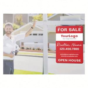 Custom Lawn Real Estate Signage Yard Signs White Stakes Digital Print with Adjustable Sign Mounting <b>Bracket</b> - Product Image 2
