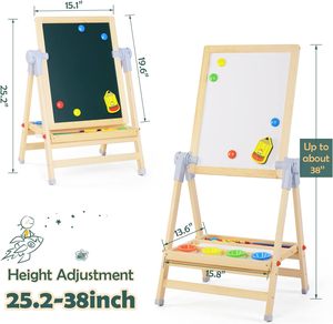 Chevalet en bois double face pour enfants, tableau de dessin artistique - Product Image 2
