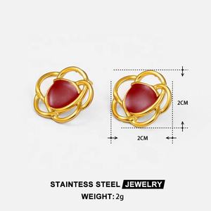 Boucles d'oreilles clous Soleil en acier inoxydable doré, forme fleur, plaqué or 14 carats, tendance, personnalisées, sur mesure, bijoux de fête pour femme - Product Image 5