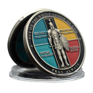 Medalla Conmemorativa de Aleación de Zinc con Relieve 3D de Armadura de <span class=keywords><strong>Dios</strong></span>, Estampado Religioso de Doble Cara, Regalo Coleccionable - Product Image 1