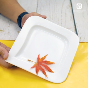 Assiette carrée en céramique Thanh Le 20cm | Vaisselle vietnamienne artisanale pour salle à manger et décoration | Vente en gros disponible - Product Image 2