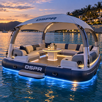Bar flottant et maison flottante DSPR avec espace de réception en groupe sur une île gonflable, équipement de jeux aquatiques pour les hôtels insulaires