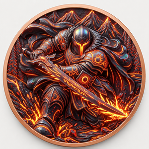 Moneta in Rame Puro 999 da 5 oz, a tema Armatura da Cavaliere Castellano, con Rilievo 3D ad Alta Definizione, Colorazione UV, Finitura Proof-like, Arte del Guerra e del Cavaliere, Artigianato Metallico - Product Image 2