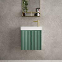 Design classique européen 400mm vestiaire suspendu en bois massif MDF ensemble de vanité de salle de bain unité avec lavabo en céramique