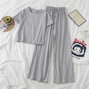 Nouvel ensemble deux pièces coréen pour femme, collection été 2026, tenue décontractée pour petites tailles, haut à manches courtes et pantalon large tendance - Product Image 5