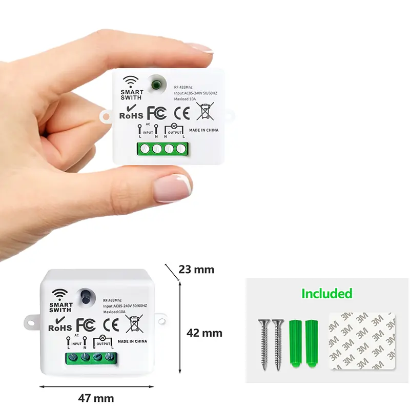 Rf 433Mhz mô-đun chuyển đổi không dây Ánh Sáng điều khiển điện nhà từ xa tường on off 220V 10A LED Đèn