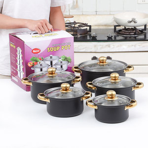 Ensemble de Cuisson 10 Pièces Noir en Acier Inoxydable, Batterie de Cuisine Marmites Casseroles et Poêles avec Couvercles en Verre - Product Image 5