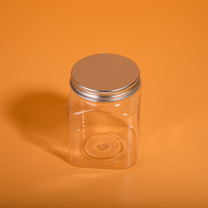 批发新设计方形食品容器蜂蜜塑料罐透明储物瓶定制带盖标签 - Product Image 1
