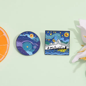 Gece gökyüzü yağlıboya emaye pimleri bozuk gece sahne broş yaka rozeti sırt çantası giysi takı hediye arkadaşlar için - Product Image 2