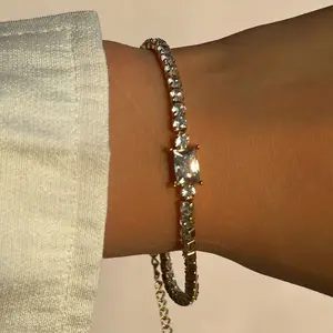 Paling Populer gelang perhiasan halus 18K gelang berlian emas padat untuk wanita