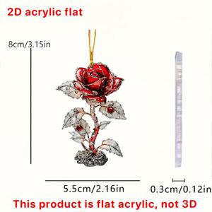 Nuevo Diseño 2025, Colgante Acrílico de Rosa Roja para el Día de San Valentín, Decoración para Coche, Llavero de Rosa Roja 2D, Regalo para el Día de San Valentín - Product Image 6