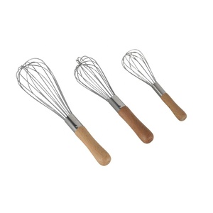 <span class=keywords><strong>Fouet</strong></span> à œufs en acier inoxydable avec manche en bois, mélangeur <span class=keywords><strong>manuel</strong></span> en forme de ballon pour crème fouettée et batteur à œufs, outil de pâtisserie pour la cuisine - Product Image 2