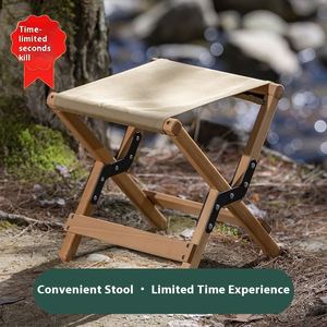Portable Contemporary Solid Wood Beech Metal Frame <b>Folding</b> Chair Stool-Durable Lightweight Camping Beach Fishing School Outdoor - Product Image 4