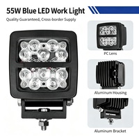 Projecteur LED bleu 58W, lumière de travail, chariot élévateur, construction, exploitation minière, 465-470nm Osram 12V 24V IP68 IP6K9K 10-60V DC, industriel, robuste