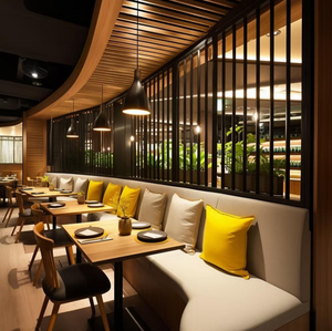 Thiết kế hiện đại OEM ODM gỗ giải trí phục vụ gian hàng thương mại Cà phê phòng ăn đồ nội thất nhà hàng bàn ghế Bộ - Product Image 4