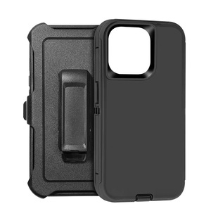 Housse de <span class=keywords><strong>téléphone</strong></span> à clip de <span class=keywords><strong>ceinture</strong></span> de couleur noire American Hotsale Defender pour iPhone 16 15 14 13 avec 360 rotation Kickstand Combo Phone Cover - Product Image 4
