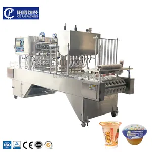 Automatic filling sealing label packaging machine for Yogurt Pudding Jelly Ice cream cup