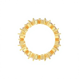 Anillo de Lujo de Oro Amarillo Sólido de 10K y 14K con Diamantes Cultivados en Laboratorio VS VVS, Corte Marquesa, Diseño de Mariposa, Engaste de Garras, Banda de Eternidad para Mujer - Product Image 2