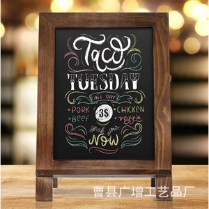 Pizarra de madera creativa para café, tablero de mensajes de escritorio plegable de una sola cara con marco de madera para exhibición en bares y cafeterías - Product Image 3