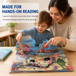 Livre <span class=keywords><strong>pop</strong></span>-up sonore 3D personnalisé, livre interactif pour enfants, imprimé en quadrichromie CMYK, thème océan pour enfants - Product Image 3
