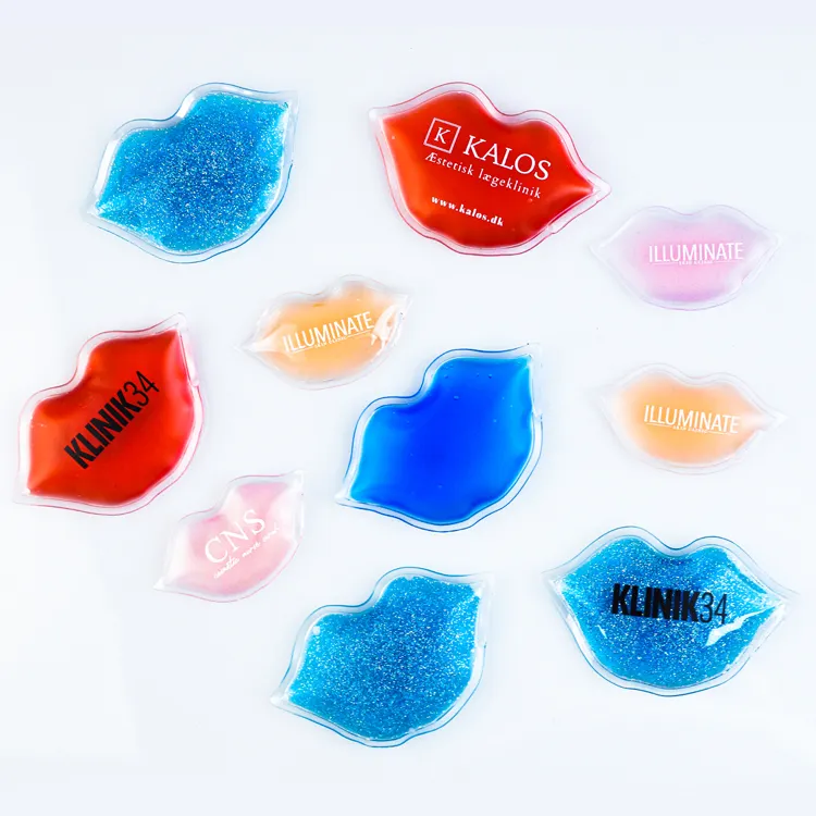 Paquete de hielo con impresión personalizada, logo, labios, brillo, bonito