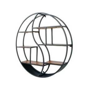 Étagère murale en <span class=keywords><strong>fer</strong></span> forgé de style européen pour <span class=keywords><strong>salon</strong></span>, bibliothèque, cloison décorative, présentoir circulaire - Product Image 5