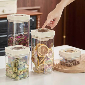 Airtight Press Type Storage Jar Rectangle Food Grade Tea Caddy Grain Container Household Use S Size Plastic Lid - Product Image 1