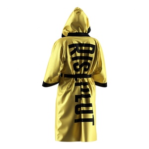 Robe de boxe et de sports de combat jaune, élégante et brillante, unisexe, pour entrée sur le ring - Product Image 6