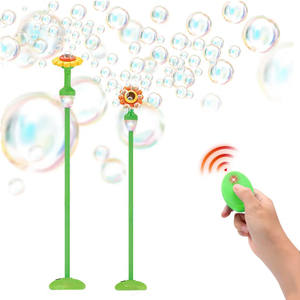 Mesin Gelembung Bunga Matahari Berdiri dengan Remote Control, Tinggi Dapat Disesuaikan, Mesin Gelembung Elektrik dengan Lampu LED, Mainan Gelembung Luar Ruangan - Product Image 1