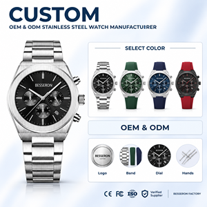Reloj de Pulsera Cronógrafo de Cuarzo para Hombre, OEM Personalizado, Correa de Goma de Acero Inoxidable 316L, Resistente al Agua 50M, Luminoso, Deportivo, de Carreras - Product Image 1