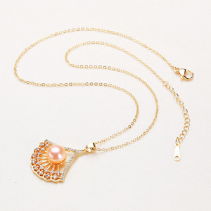 Wholesale Zhuji Mantou Female Necklace Freshwater Pearl Pendant with <b>Copper</b> Gold Inlaid Zircon and Bone <b>Chain</b> Jewelry Necklace - Product Image 4