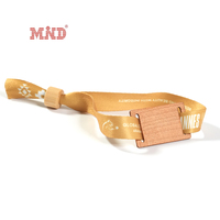 Bracelet écologique 13.56MHZ personnalisé carte en bois fermoir en bambou tissu tissé bracelet RFID pour les événements