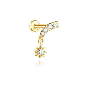 Piercing de cartilage à dos plat en argent sterling S925, bijou minimaliste pour l'oreille, vente en gros pour femmes - Product Image 4