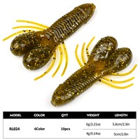 Lot de 10 leurres souples 4g 6g style Fat Senko avec pattes, appât Beaver Finesse Craw pour la pêche en eau douce Texas et Wacky Rig