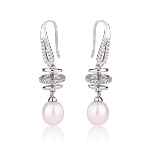 KAMMY Boucles d'oreilles vintage en argent sterling 8.5 avec zircon Offre Spéciale de 8 à 925mm Boucles d'oreilles en plaqué rhodium Boucles d'oreilles en nacre - Product Image 1