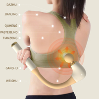 Pistola de Masaje de Mango Largo con Logotipo Gratuito, con 4 Cabezales Curvos para Masaje de Espalda, Masajeador Vibratorio para Cuerpo y Brazos