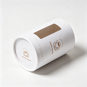 Custom Coffee Bean Cylinder Paper <b>Box</b> With Clear <b>Display</b> Window Kraft Cardboard Round Tube Packaging Custom Logo Printed - Product Image 4