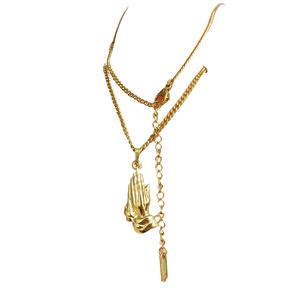 Collar <span class=keywords><strong>de</strong></span> Manos en Oración, Acero <span class=keywords><strong>de</strong></span> Titanio, Símbolo <span class=keywords><strong>de</strong></span> <span class=keywords><strong>Fe</strong></span> y <span class=keywords><strong>Esperanza</strong></span>, Joyería Conmemorativa Significativa - Product Image 1