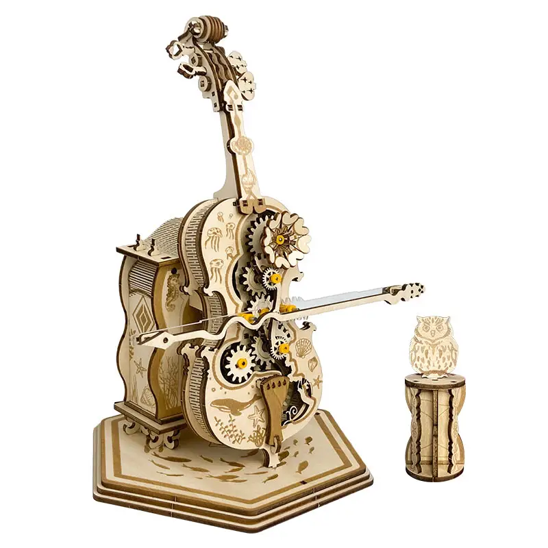 Y-TOP Design originale taglio Laser 3D Puzzle Punk violoncello carillon Puzzle in legno per adulti regalo decorativo fatto a mano