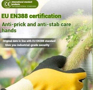 Guantes de seguridad de nitrilo antideslizantes impermeables cómodos de talla XL, equipo de protección de jardinería certificado, algodón, nailon, poliéster - Product Image 4