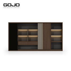 <span class=keywords><strong>Meuble</strong></span> de rangement contemporain en bois avec portes et étagères, bibliothèque de <span class=keywords><strong>bureau</strong></span>, unité d'arrière-plan pour gérant ou PDG - Product Image 5