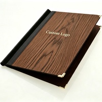 Carpeta de Menú de Madera A4 Tallada a Medida, Portamenús Simple para Restaurantes y Hoteles, Clip para Menús, Libro de Recetas