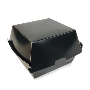 Tùy chỉnh dùng một lần lấy đi Đen hamburgerr hộp các tông nhiệt cách điện nhôm lá Burger bao bì hộp - Product Image 3