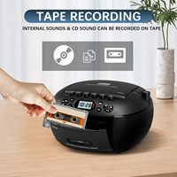 Lecteur CD portable personnalisé, enregistreur de cassettes, radio FM, haut-parleur Bluetooth, lecteur MP3 USB, haut-parleurs stéréo doubles, utilisation audio domestique