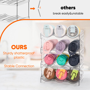 Stackable Four-Layer Transparent PP Plastic Tableware & Beverage Storage <b>Rack</b> with Large Capacity <b>for</b> Kitchen Cabinet Fridge - Product Image 4