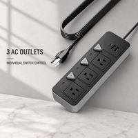 Multiprise industrielle indépendante 3 prises 2 USB-A 1 USB-C avec prise standard américaine pour le Nigéria, Dubaï, l'Égypte et l'Arabie Saoudite