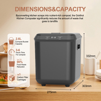 Machine de compostage des déchets alimentaires à domicile, 2,5 L, recyclage des déchets, composteur électrique intelligent noir pour la cuisine
