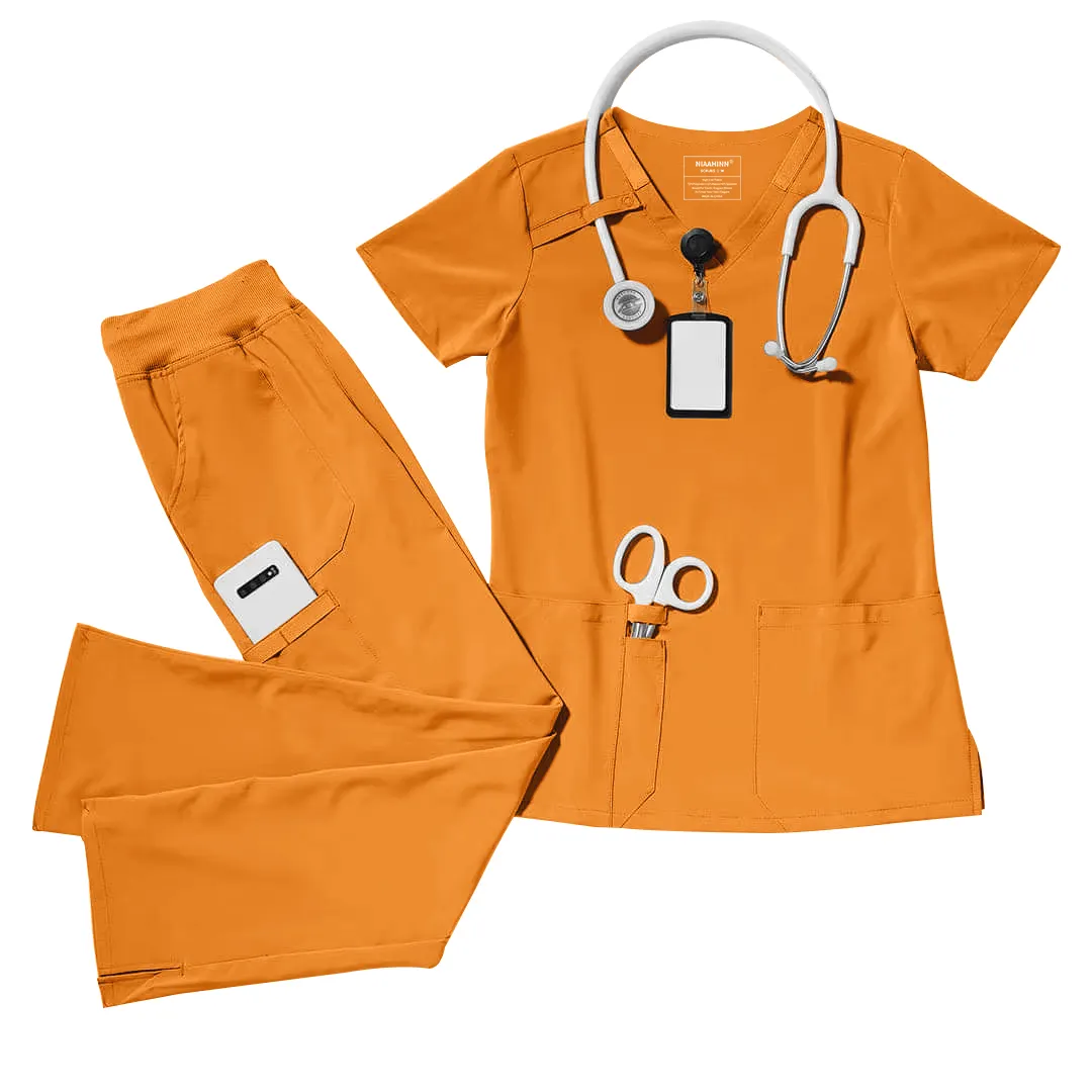 2024 nuovo ed elegante Scrub medicale traspirante in poliestere Rayon Spandex TRS pantaloni dritti uniforme da ospedale