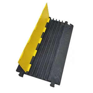 5 channel rubber and plastic yellow and black cable bridge ramp cable protector